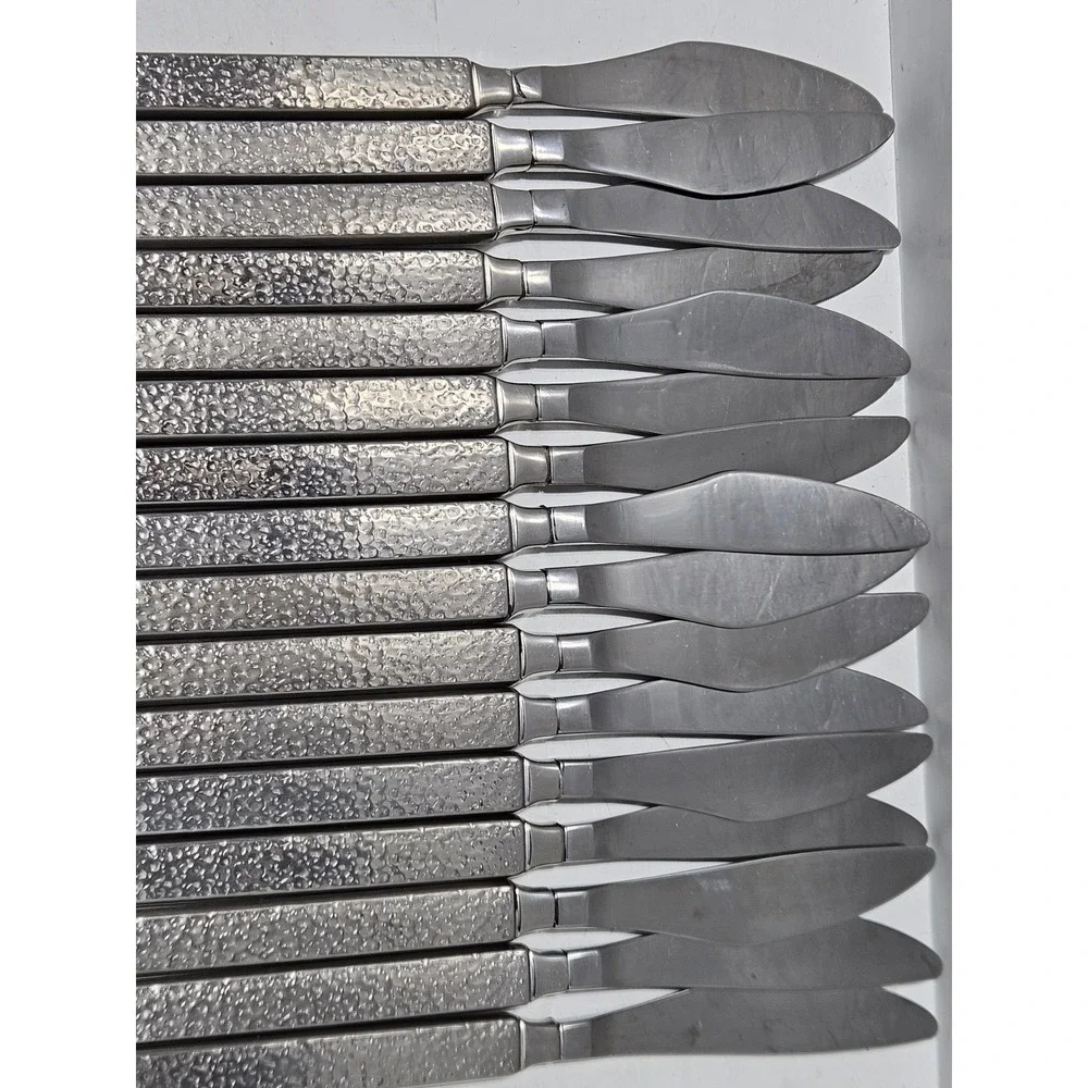 Gorham CASABLANCA 106 Piece Lot Stainless G Hammered Handle Silverware Flatware